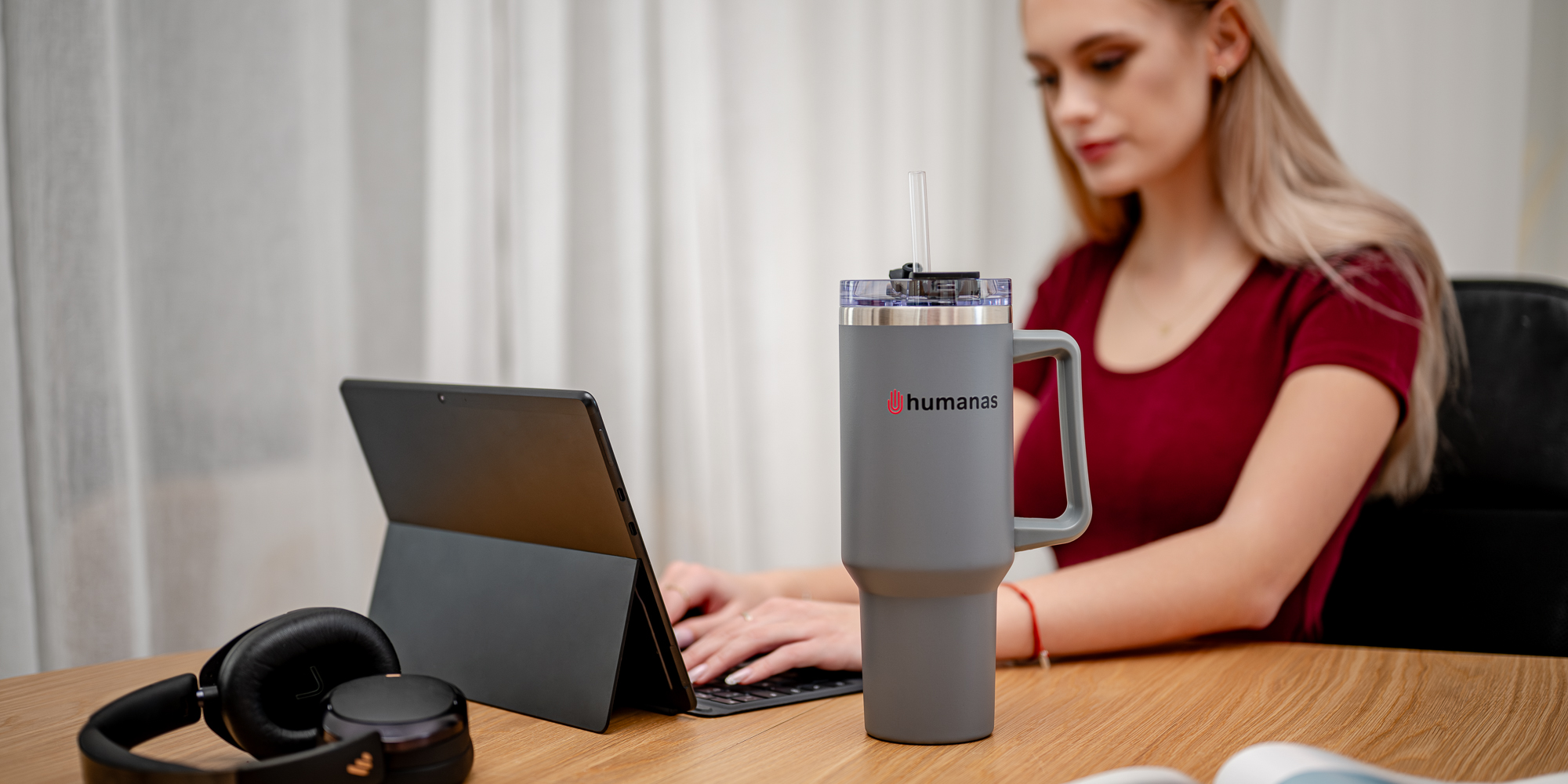 Kubek termiczny Humanas Viva 1200 ml - szary